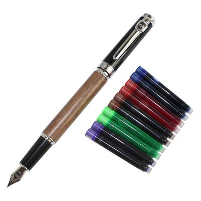 Gullor Elegant Fountain Pen with Gift Box and Ink Cartridge Jinhao 8802 Brown Wood