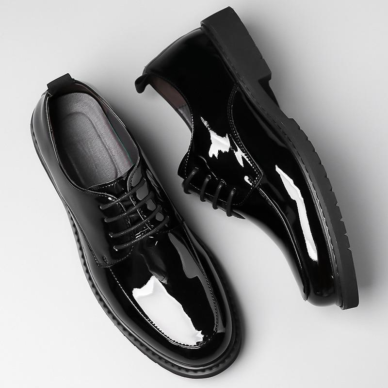New Patent Leather Business Dress Leather Shoes Men's Professional Fashion Hundred Towers Breathable Men's Bright Leather Fashion Wedding Shoes