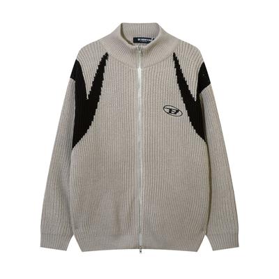 Men's Fall and Winter Embroidered Knit Cardigan Jacket Loose Zipper Sweater