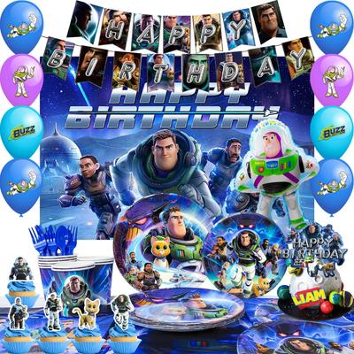 113pcs Cartoon Birthday Party Supplies,Party Decoration Tableware Set - Balloon Background Banner Plates Etc Cartoon Theme Party Decorations