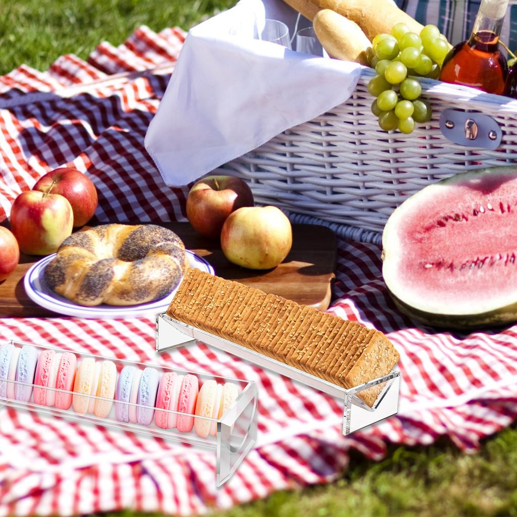 2/4 Pcs Cracker Serving Tray Clear Acrylic Cracker Holder 8.75x2.75x1.5 Inch Multipurpose Food Display Stands for Party Events