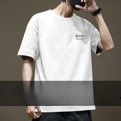 Cotton Short Sleeved T-shirt for Men and Women, White T-shirt with Black Shirt Underneath, Men's Half Sleeved Round Neck T-shirt
