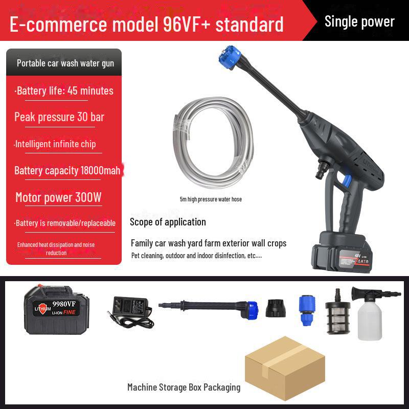 

Портативная беспроводная мойка высокого давления для автомобилей с литиевой батареей и распылителем