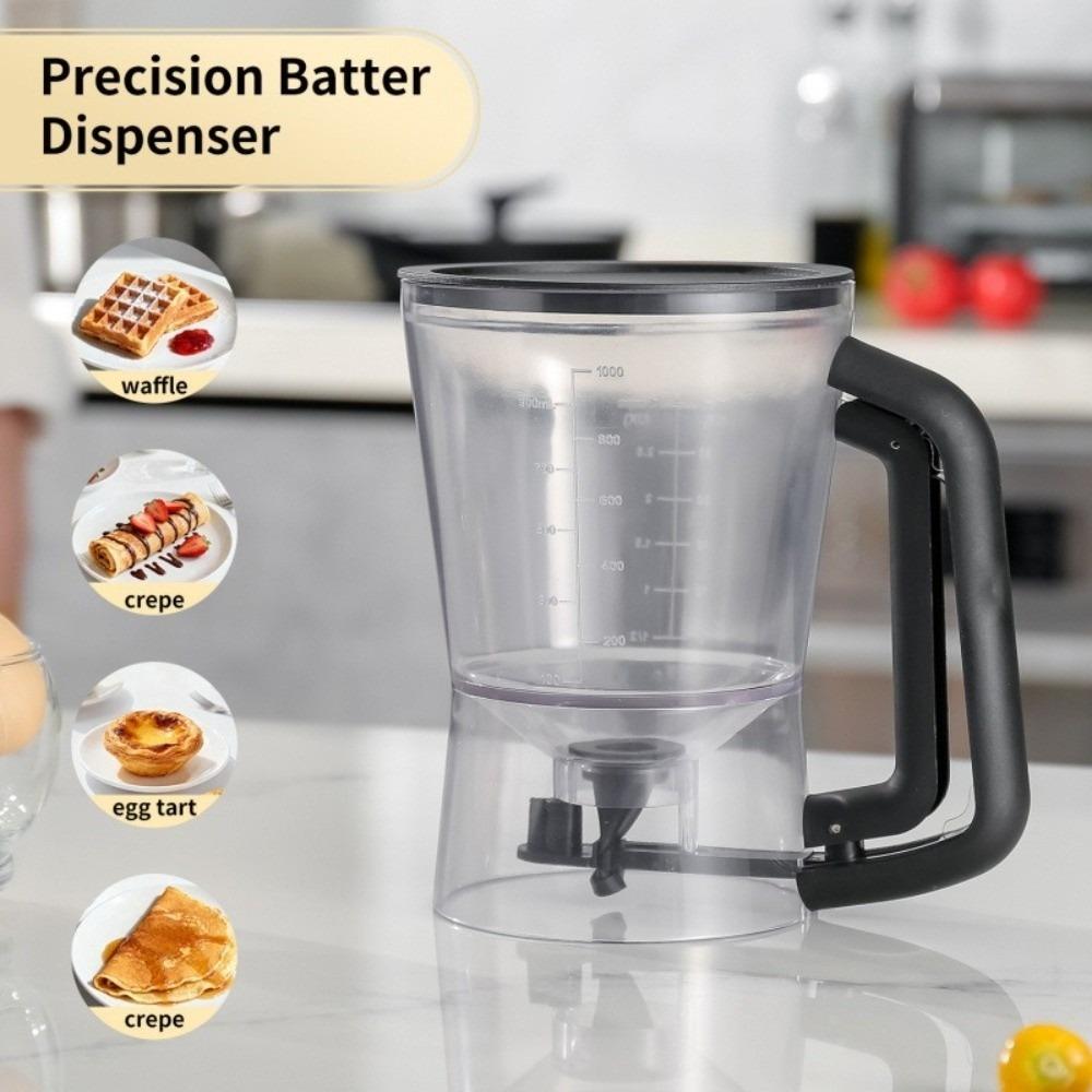 Multi-Purpose 1L Capacity Batter Dispenser with Handle Measuring Cup Batter Funnel Cup Graduated Baking Tools Dessert Making