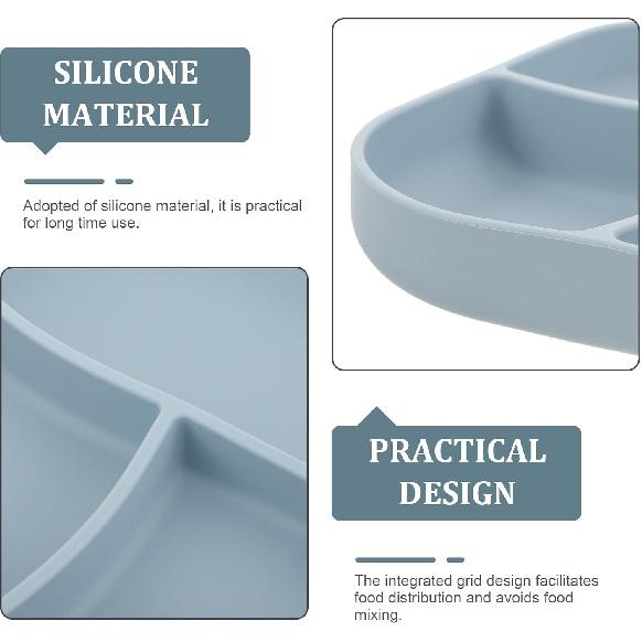 Silicone Divided Plate with Suction Cup Adaptive Food Tray for Elderly and Patients Safe Food-Grade Silicone Anti-Spill Design Flexible Compartments