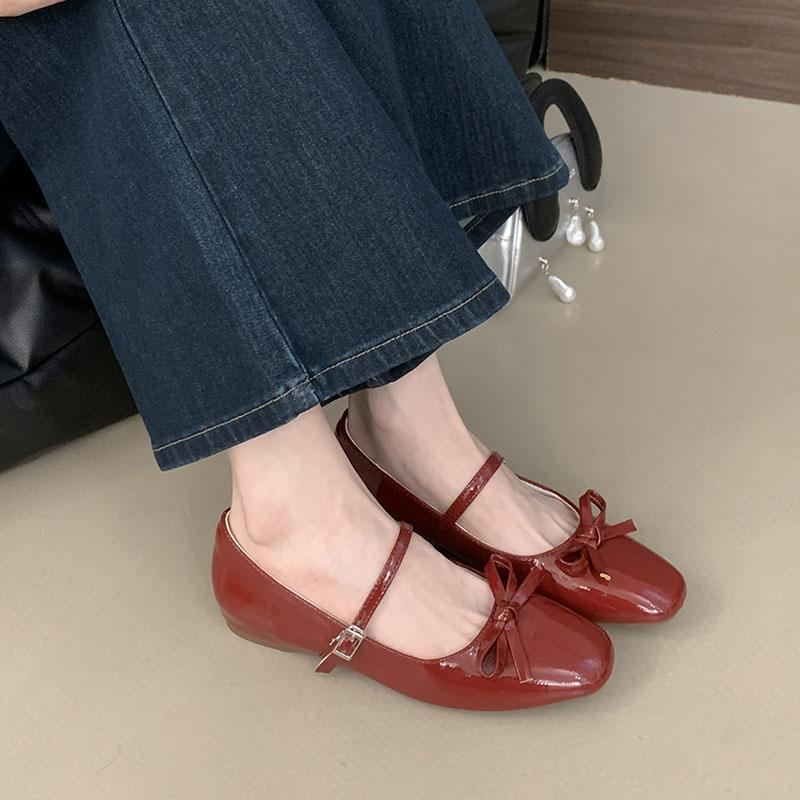 Fashion Fashion Buckle Strap Women Flats With Shoes Female Shallow Soft Footwear Butterfly-Knot Ladies Flats Mary Janes Lolita Shoes