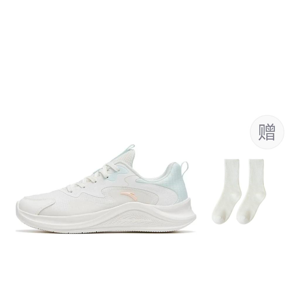 Anta Textile, Synthetic Leather Low top Casual Sprint Running Shoes Women's White Green 922625558F-1