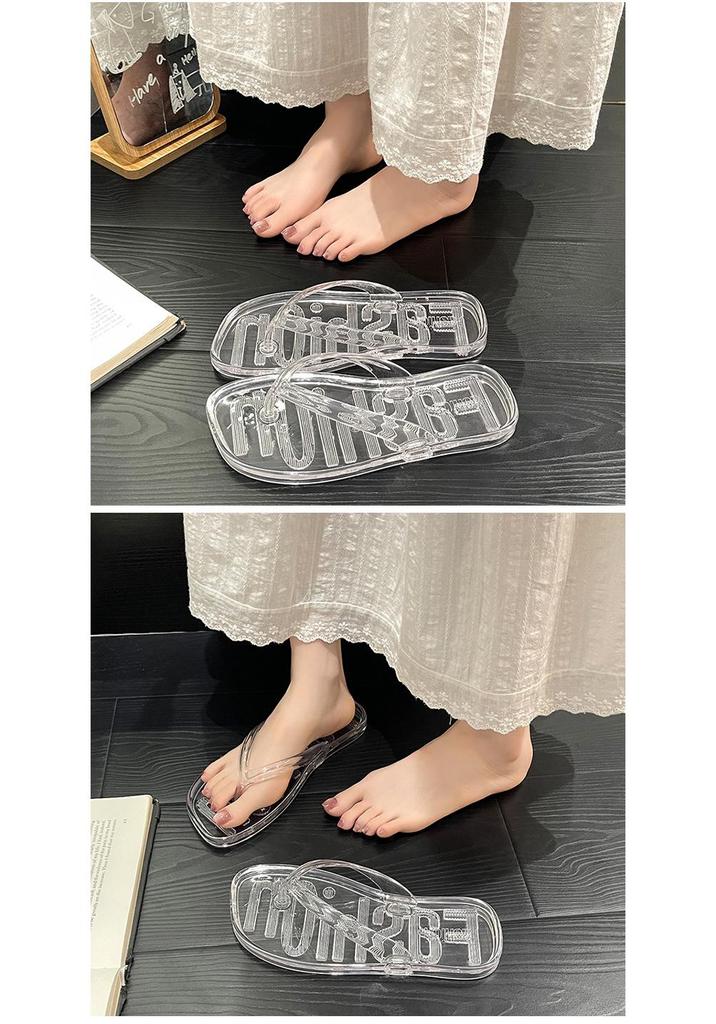 Korean Style Transparent Jelly Flip-Flops for Women - Summer Crystal Beach Slippers