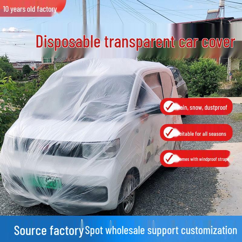 

Thickened Disposable PE Film Car Cover - Transparent, Rainproof, Dustproof 3.5m x 5.5m (S) (Mini Car)