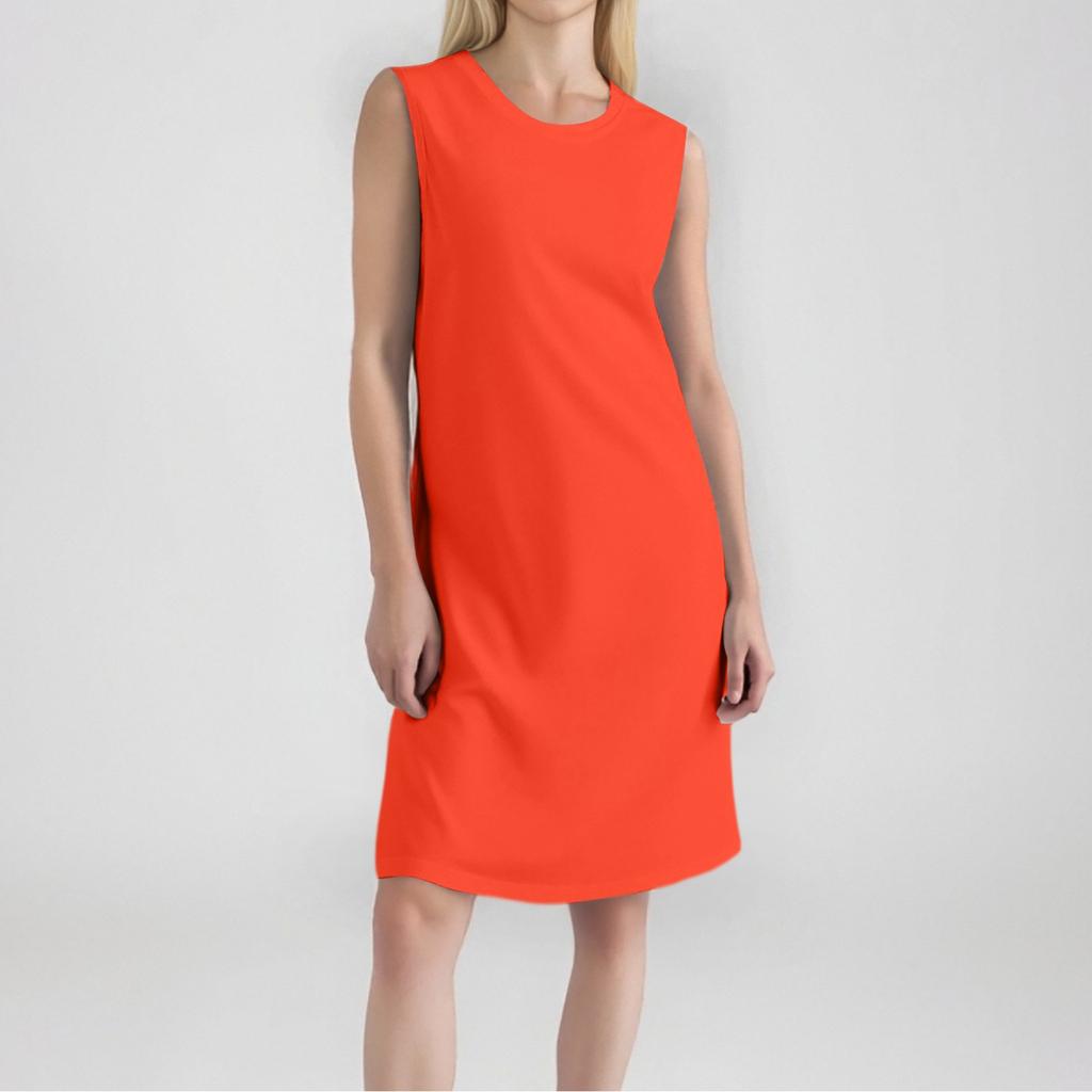 Women's Fashion Casual Color Round Neck Sleeveless Short Dress