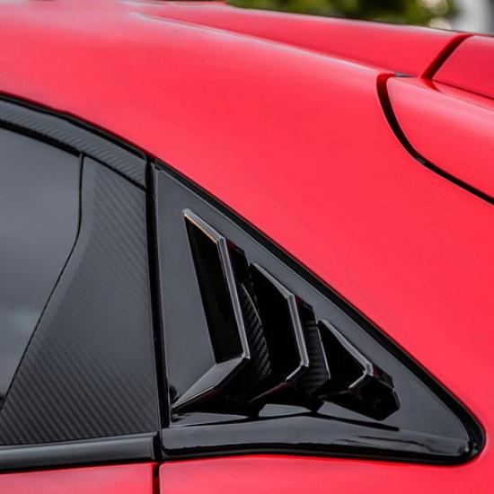 Bright Black Side Window Louver Shutter Trim For Honda Civic Hatchback 2017-2021