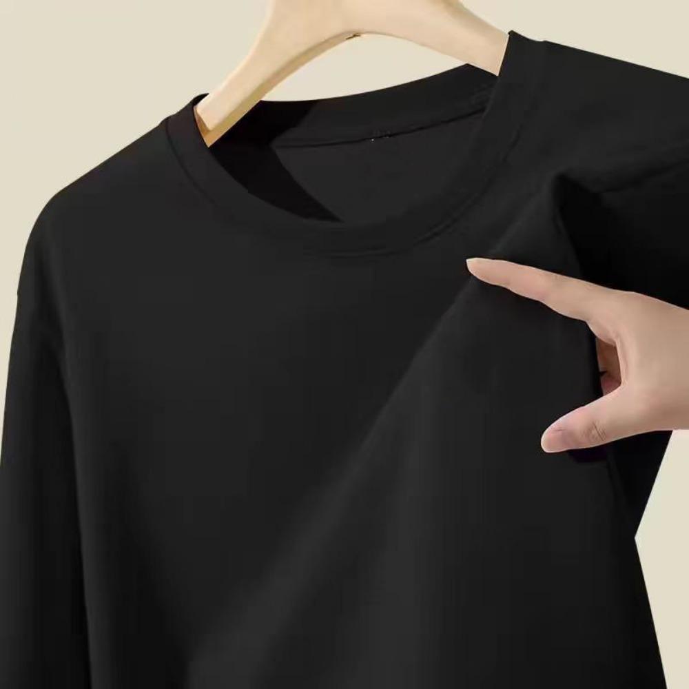 230G Cotton Round Neck T-shirt Men's Thick and Opaque Pure White Short Sleeve Basic Style