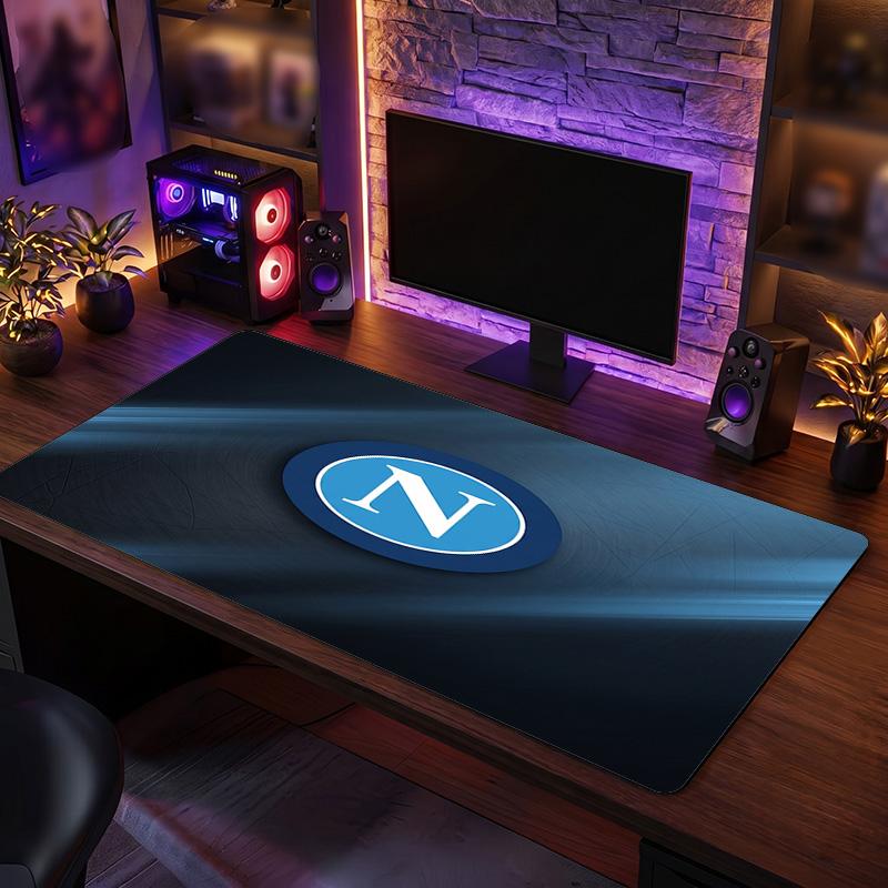 Napoli FC Theme Pattern Mouse Pad, Soccer Logo Design XXL Gaming Desk Mat Non-Slip Computer Mouse Pad
