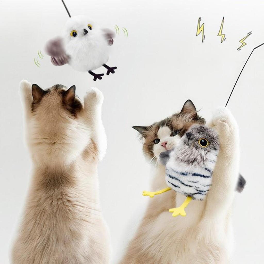 Cat Interactive Toys Electric Pat Bird Dog Cats Touch-Activated Squeaky Plush Toy Pet USB Rechargeable Boredom Relief
