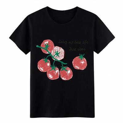 Ich lebe mein bestes Leben Tomaten T-Shirt, Handgezeichnete Kirschtomaten Grafik T-Shirt