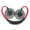 USB Mini Fan 360° Rotation Portable Sports 3 Speeds + LED Light - Black