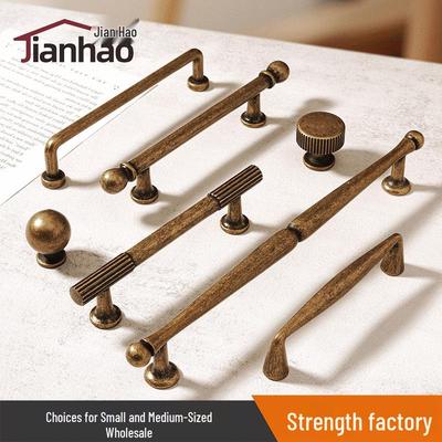 Yellow Bronze Retro Cabinet Handle - Zinc Alloy for Doors, Wardrobes, and Drawers