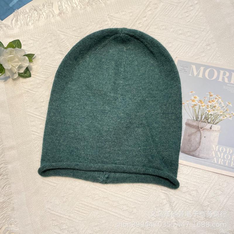 Wool Hat Women's Autumn and Winter New Versatile Knitted Warm Ear Protection Internet Celebrities Show Face Small Lazy Pile Hat