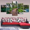 Canvas Kunst Schilderijen 5 Delen Bergstroom Waterval Brug Posters Landschapsschilderijen Woondecoratie Woonkamer Decoratie