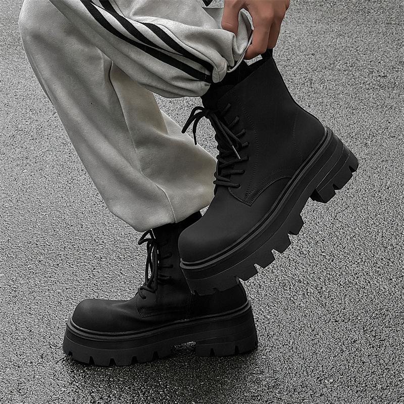 Martin Boots Herren Dicksohlige Erhöhende High-Top Lederschuhe 2025 Neue Lederstiefel Mid-Top Derby Stiefel 7431-J