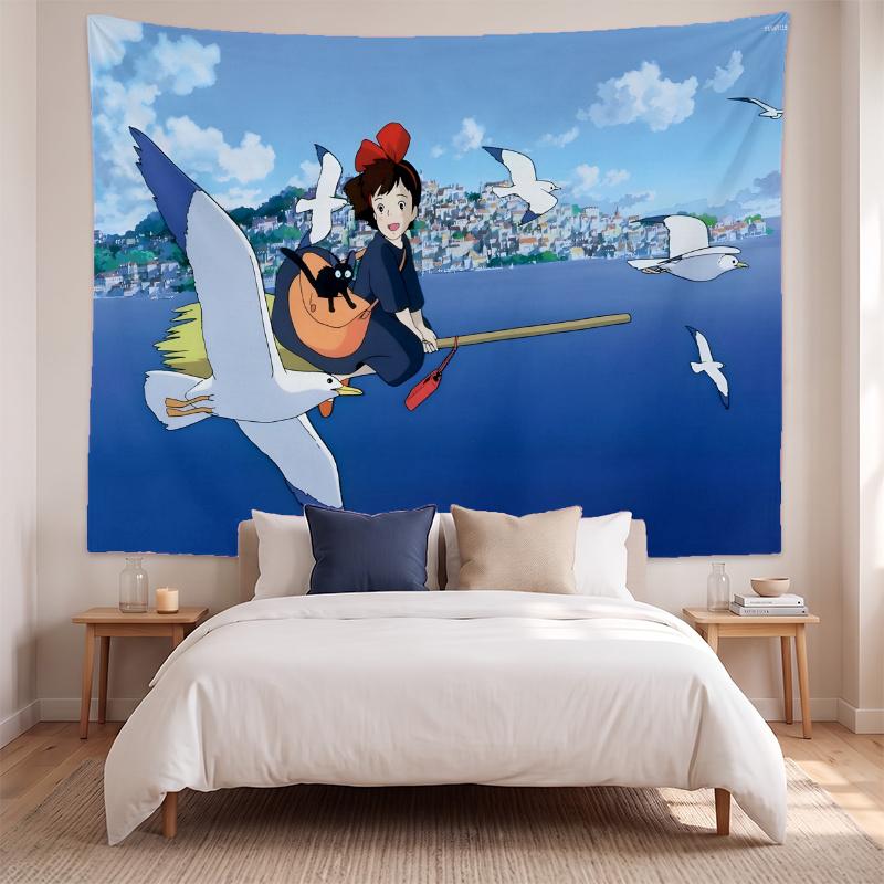 Kikis Lieferdienst (32) Künstlerisches Wandbehang-Gobelin für Haus Schlafzimmer Wohnzimmer Dekor Tolle Geschenkidee