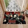 Slipknot Pentagram Logo Area Rug Non Slip Mat, Vintage Dark Wood Grain Carpet for Game Room Rock Fan Decor