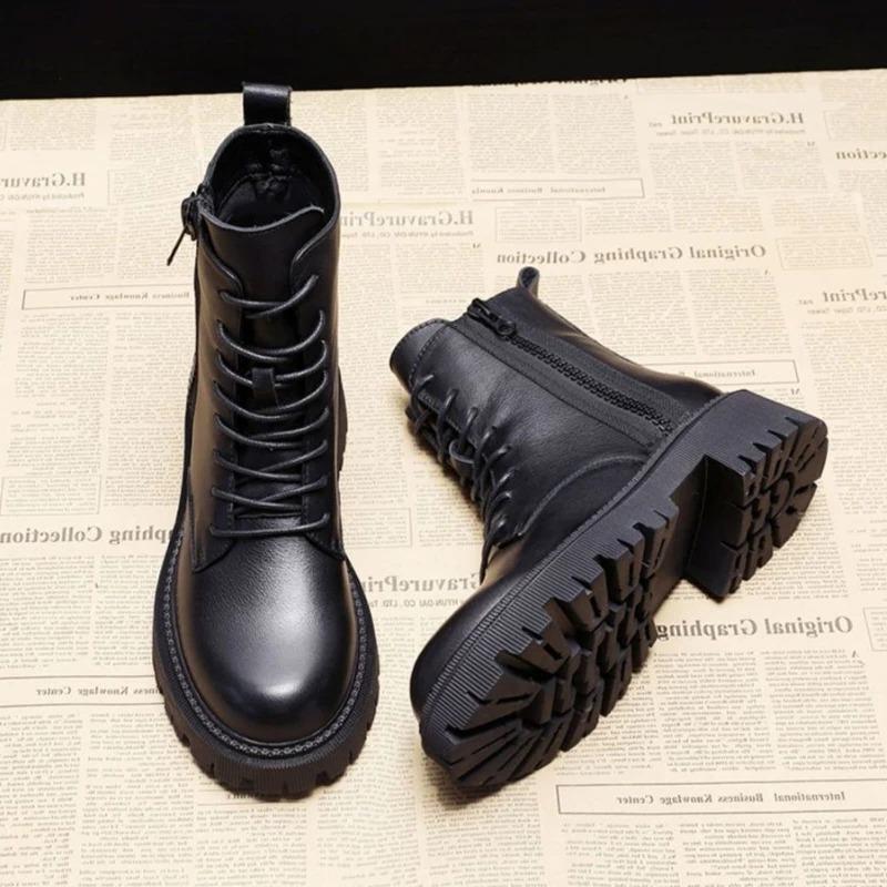 Fashion Women's Ankle Boots Zip Work Moccasin Thick Platform Bright Upper Booties Chic and Elegant On Offer Pu Sale Female Short Shoes