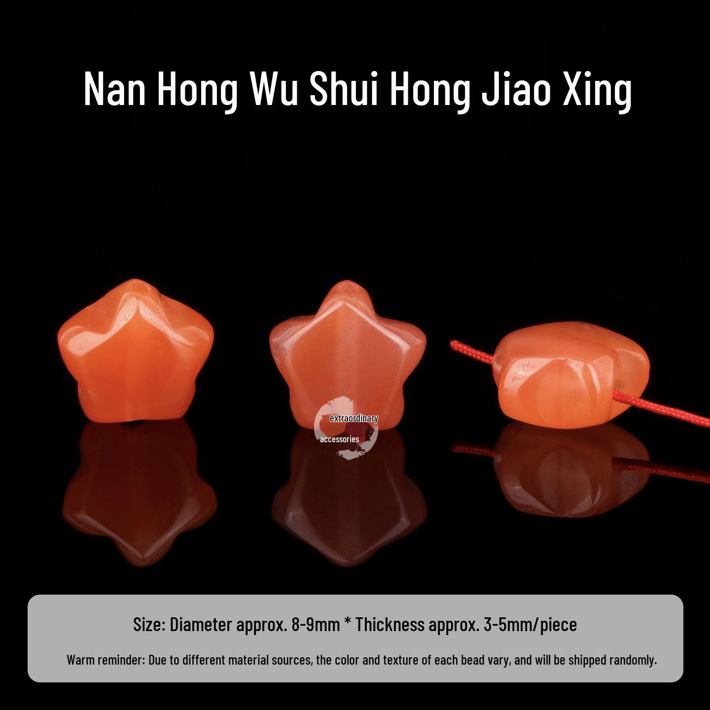 Natural Nan Hong Agate Carved Star Bead Bracelet - Hand-Woven DIY Accessory