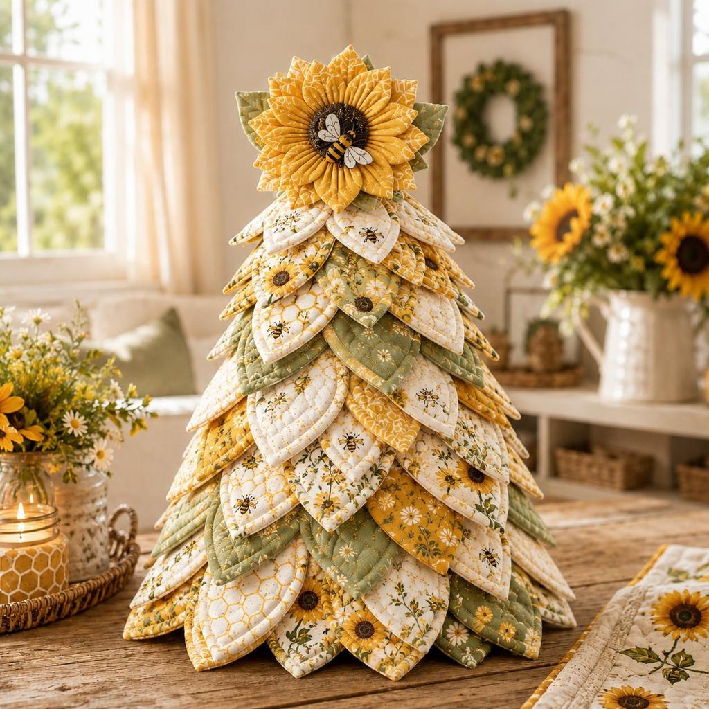 DIY Stoffbaum Bastelset, Patchwork-Stoffpaket mit Blumenmuster für Tischdekoration