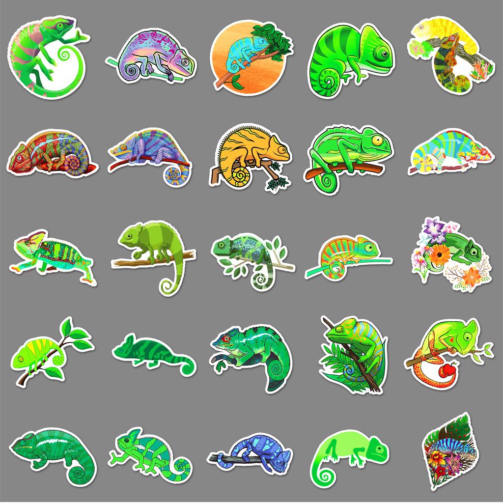 50 Chameleon Doodle Personality Cartoon Animal Children's Decoration Mobile Phone Case Water Cup Suitcase Sticker Waterproof