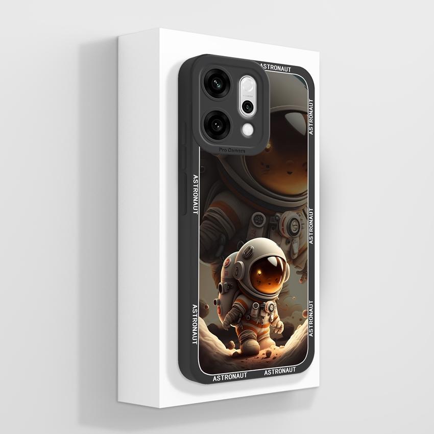 Case For Oppo Reno14 13 12 11 10 2 Pro 2Z 13F Phone Cover Cute Astronaut Pattern Soft Slim Liquid Silicone Dustproof Protective Shell For Oppo Housing