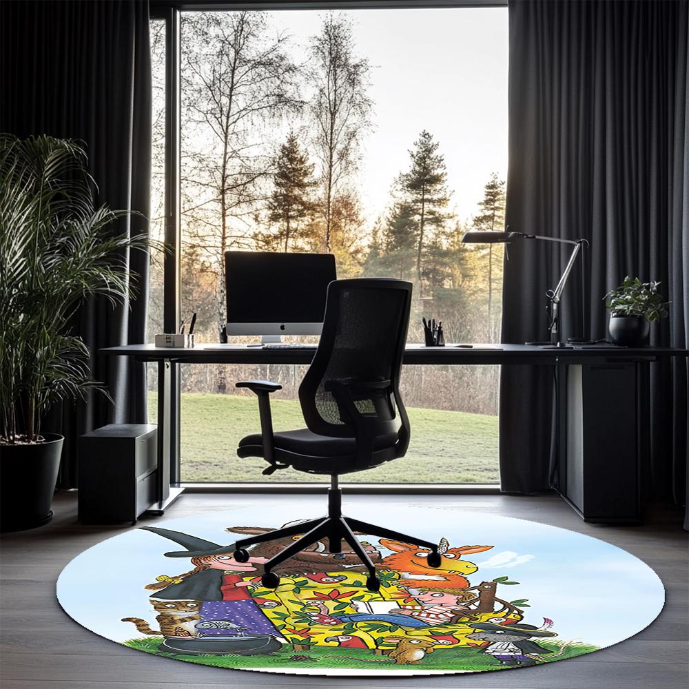 The Gruffalo Printed Round Rug Carpet Chair Rug Area Rug Entryway Doormats,for Office Chair Living Room Bedroom Kitchen Room.