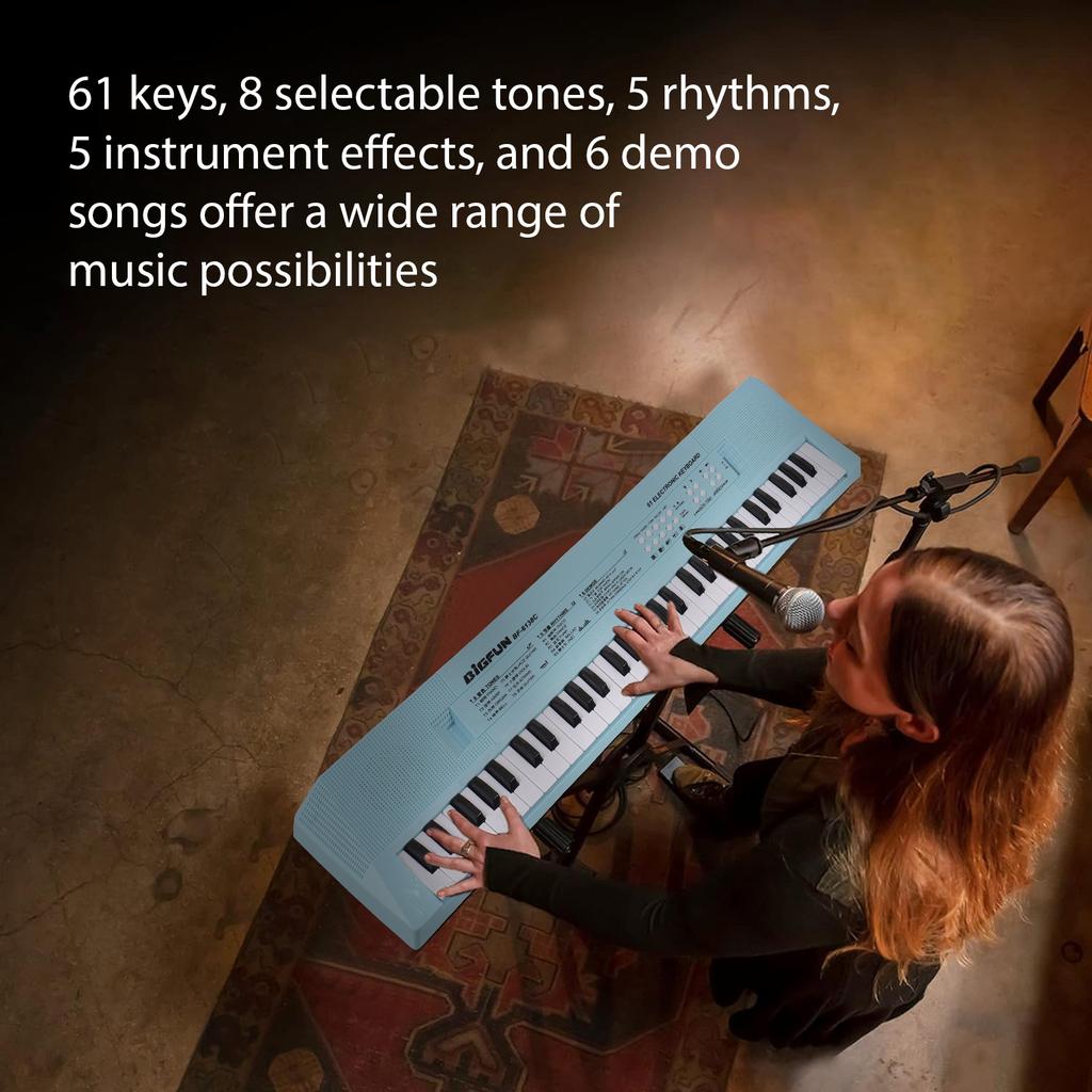 Elektronisches Klavier-Musikinstrument mit 61 Tasten und Mikrofon, tragbare Musik im Dual-Power-Modus