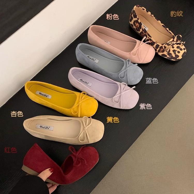 Large size women's shoes 41-43 wide feet bow wedge heel light mouth single shoes women's autumn soft sole versatile ladyshoes grandma shoes