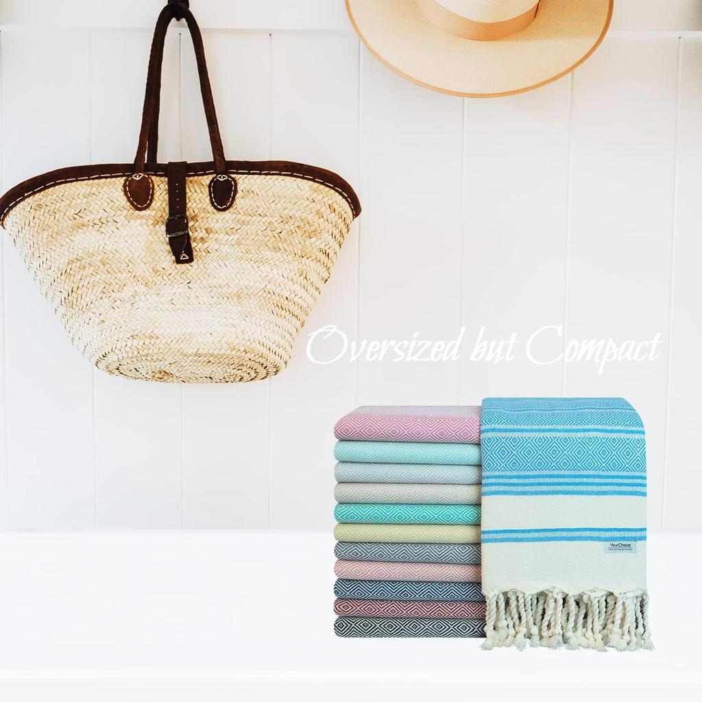 Striped Logo Sand-Free Outdoor Summer Travel Bath Pool Swim Use Colorful Cotton Turkish Beach Towel With Tassel