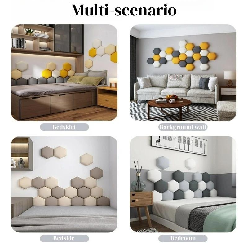 1pc Hexagonal 3D Wall Stickers Upholstered Wall Panels Anti-collision Peel and Stick Headboard Self Adhesive Leather Soft Bag