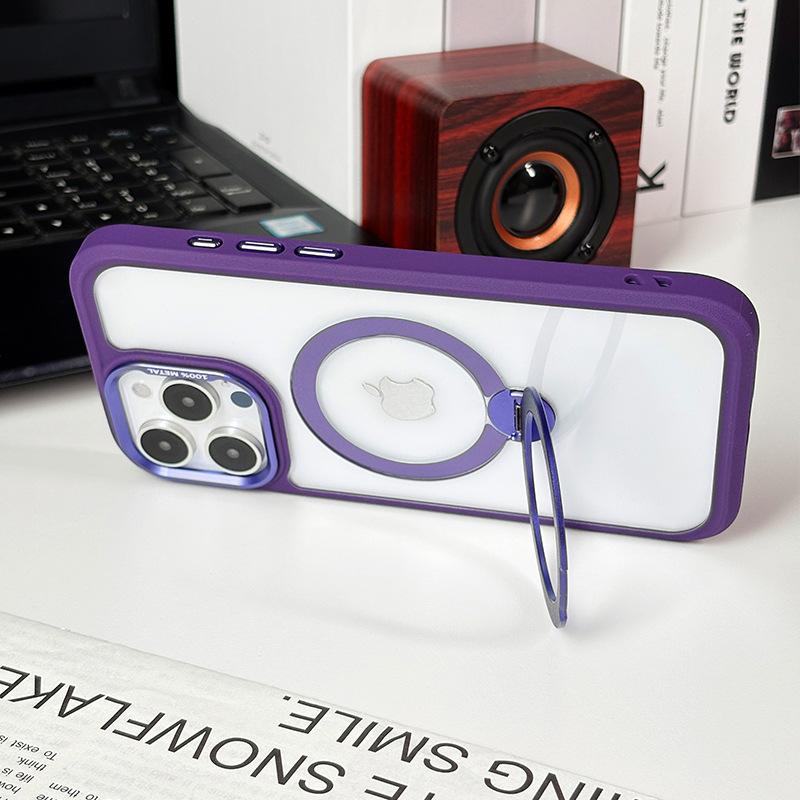 For IPhone 17pm Transparent Protective Case Holder for Apple 16/14 Anti Drop Magnetic Suction All Inclusive Phone Case Ins Style