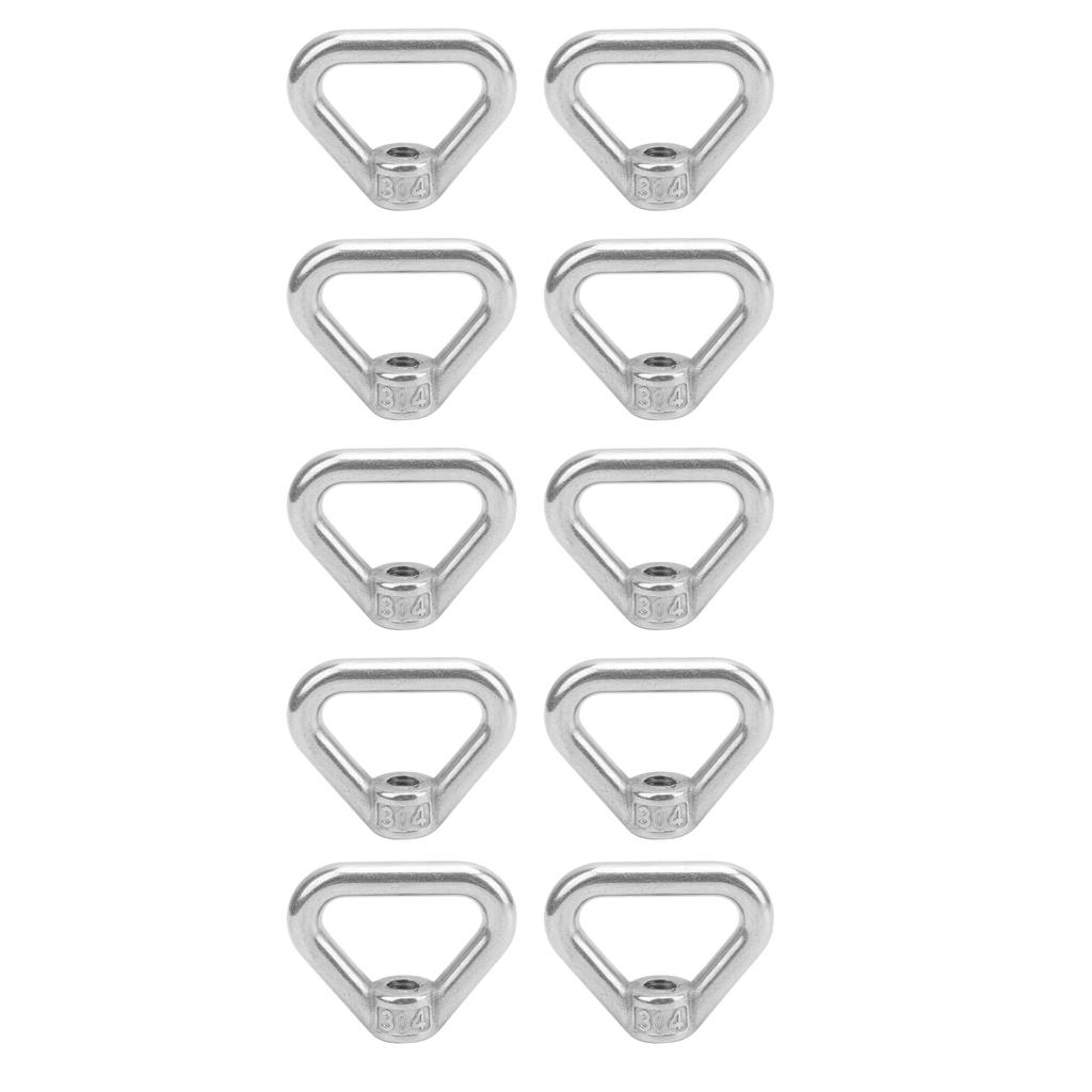 10pcs Silver Screw Nut 304 Stainless Steel Triangle Ring Nut Eye Nut Fastener M8