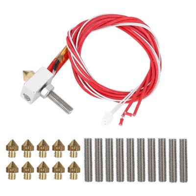 Alüminyum Isıtma Bloğu ile 3D Yazıcı Ekstrüder 10 Adet Hat Borusu (30mm) ve 10 adet 0,4 mm nozül