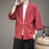 Costume Disc Buckle Hanfu Men Chinese Style Cotton Robe Cardigan Jacket Oversized Kimono  Ancient Coat Male