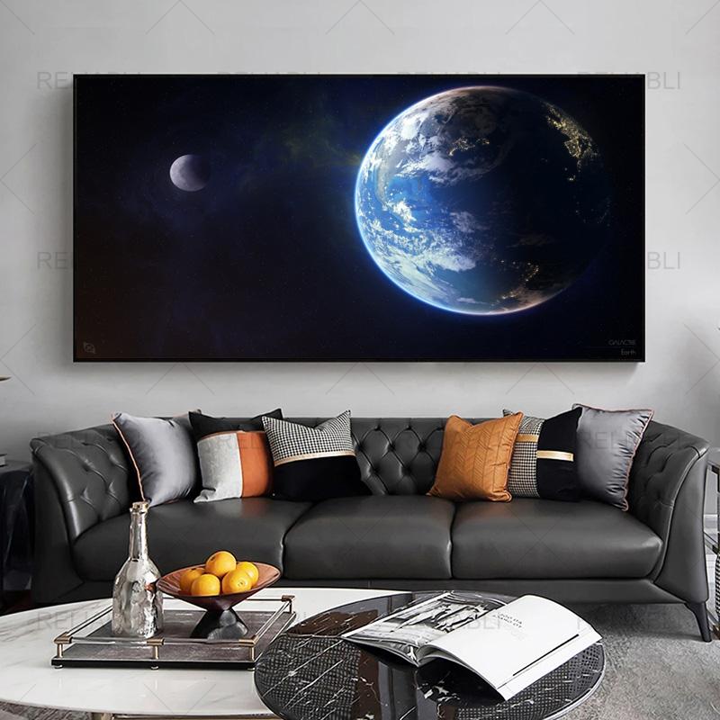 Dunkles Universum, Erdlandschaft, Poster und Drucke, moderne Leinwandmalerei, HD, große Wandbilder für Schlafzimmer, Heimdekoration, Cuadros, ohne Rahmen