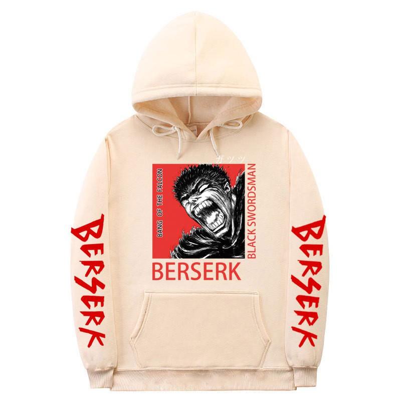 Berserk Anime Hooded Fleece Sweatshirt Men Women Loose Fit Streetwear Pullover Casual Sportswear