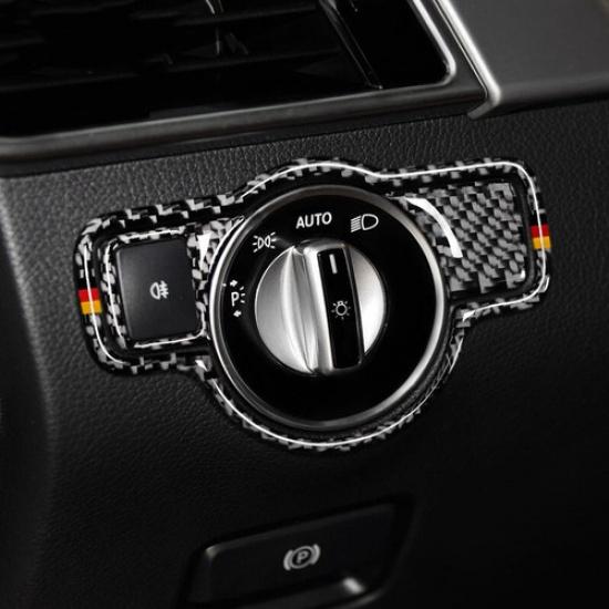 Carbon Fiber Car Headlight Switch Cover For Mercedes Benz C Class W204 2007-2013