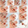 Metal Red Daisy Alphabet Keychain  A-Z 26 Letters Keyring Charms Bag Pendant Jewelry Gift Accessories