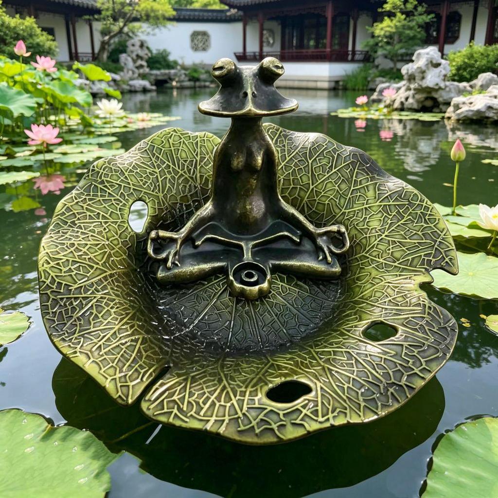 Alloy Frog Incense Holder Set - Chinese Ethnic Style for Home or Office