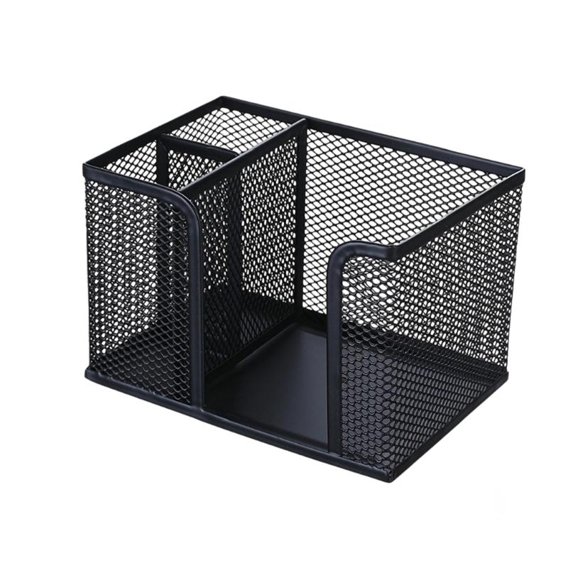 

Desk Pencil Organiser 3 Compartments Metal Pen Stand Storage Case for Pen Pencil Marker Cosmetics Supplies Writing Tool 1
