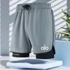 2026 neue grenzüberschreitende ALO Fake-Zweiteiler-Jogginghosen, die gleichen doppellagigen Sportshorts für Training und Laufen für Männer und Frauen sind auf Lager.