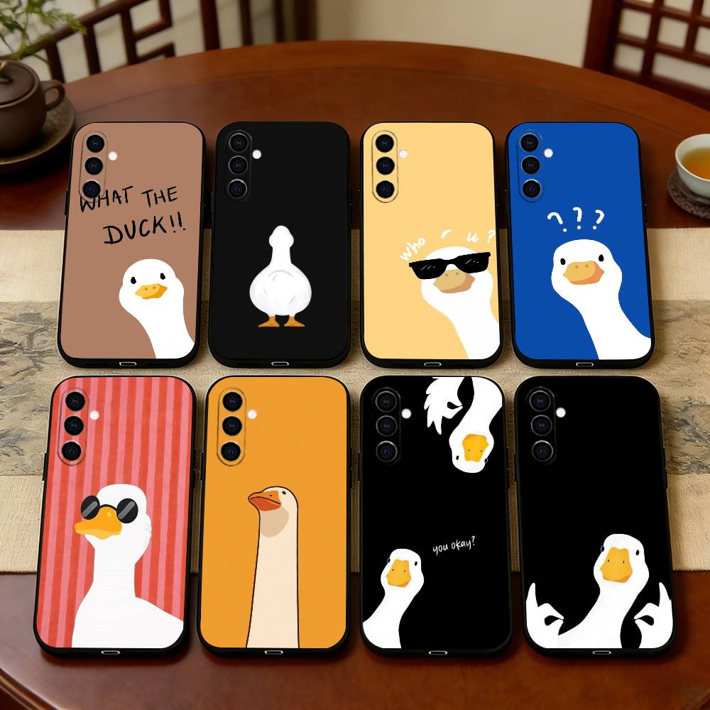 Duck Phone Case Black Silicone Soft For Samsung Galaxy A73,A72,A71,A70,A53,A52,A51