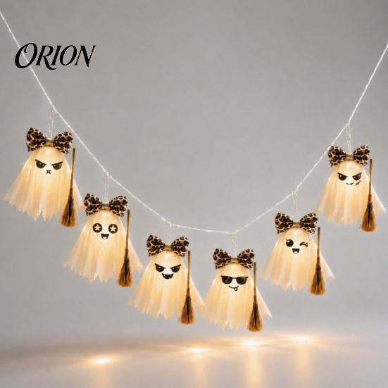 Halloween Geister Lichterkette LED für Dekorationen, Niedliche Hängende Gaze Lampen Weiches Leuchten Nachtlicht mit Warmweißen Lichtern, Innenbereich Zuhause Party