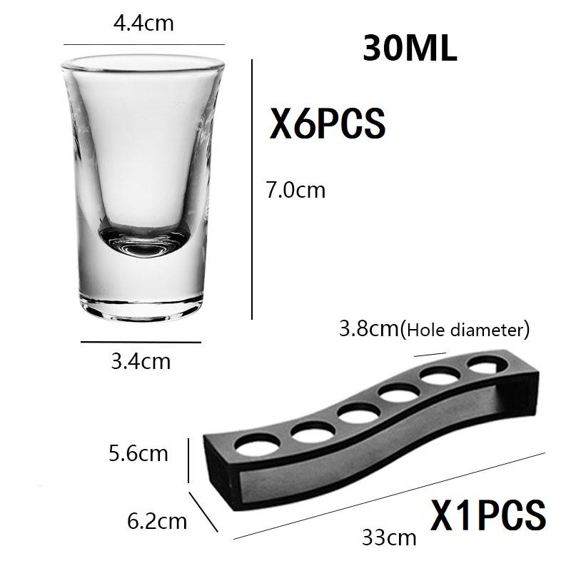 6pcs 30ml Shot Glass Set Heavy Base Clear Double Whisky Brandy Vodka Rum Tequila Glass Cup Bar Party Wine Glasses Creative Gifts